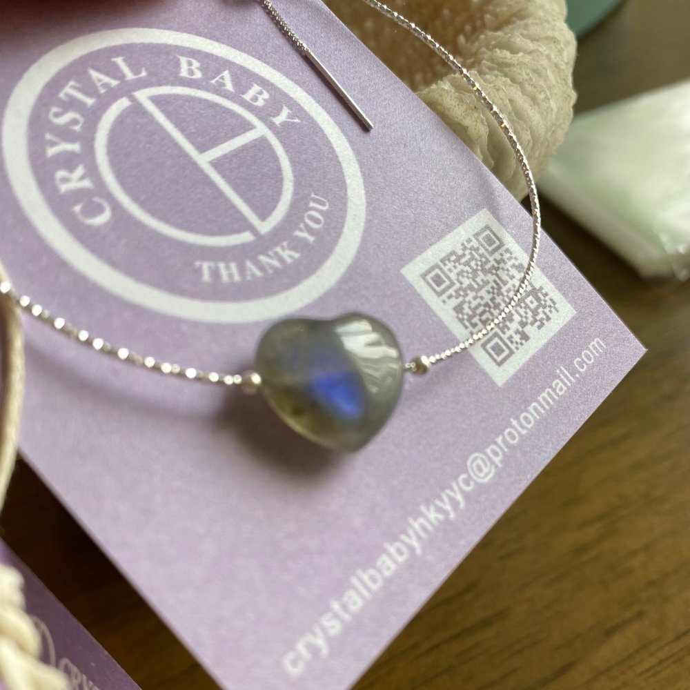 Crystalbabyhkyyc 🔮 Heart sharped Gray Moonstone S925 sterling silver bracelet